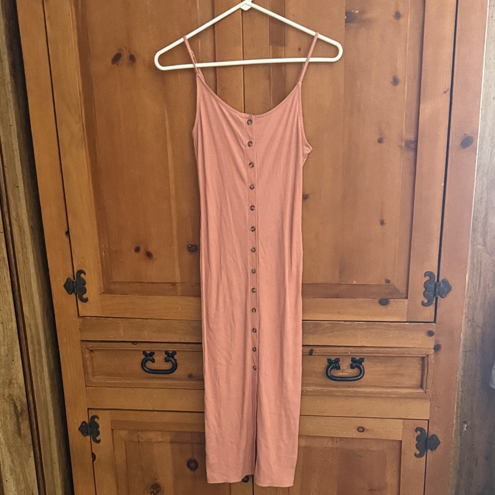 Forever 21 Peach Button-Down Maxi Dress
